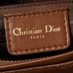 Pre Owned Dior Brown Cannage Quilted Leather Medium Lady Dior Tote
