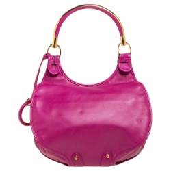 Pre Owned Dior Pink Leather 61 Bejeweled Hobo 