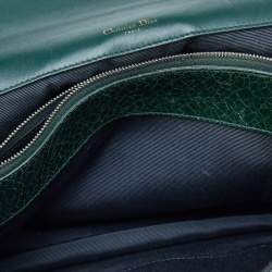 مملوكة مسبقًا Dior Green Crackle Leather Large Diorama Flap Shoulder bag