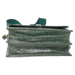 مملوكة مسبقًا Dior Green Crackle Leather Large Diorama Flap Shoulder bag