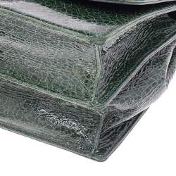 مملوكة مسبقًا Dior Green Crackle Leather Large Diorama Flap Shoulder bag