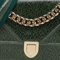 مملوكة مسبقًا Dior Green Crackle Leather Large Diorama Flap Shoulder bag