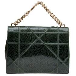 مملوكة مسبقًا Dior Green Crackle Leather Large Diorama Flap Shoulder bag