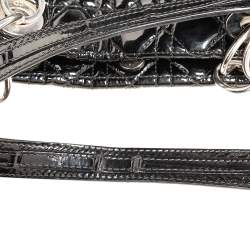 مملوكة مسبقًا حقيبة يد توتس ديور ليدي ديور شوبر جلد لامع ناعم كاناج أسود