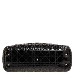 مملوكة مسبقًا حقيبة يد توتس ديور ليدي ديور شوبر جلد لامع ناعم كاناج أسود