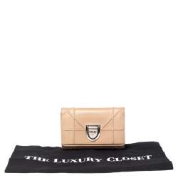 Dior Beige Leather Diorama Trifold Wallet