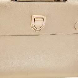 Pre Owned Dior Metallic Gold Leather Medium Diorever Bag