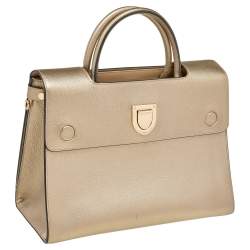 Pre Owned Dior Metallic Gold Leather Medium Diorever Bag