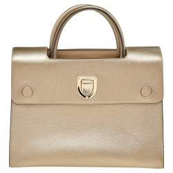 Pre Owned Dior Metallic Gold Leather Medium Diorever Bag