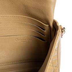 Pre Owned Dior Beige Cannage Patent Leather Miss Dior Promenade Chain Clutch