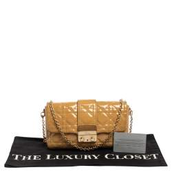 Pre Owned Dior Beige Cannage Patent Leather Miss Dior Promenade Chain Clutch