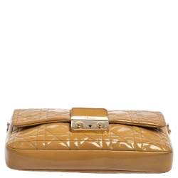 Pre Owned Dior Beige Cannage Patent Leather Miss Dior Promenade Chain Clutch