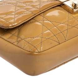 Pre Owned Dior Beige Cannage Patent Leather Miss Dior Promenade Chain Clutch