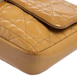 Pre Owned Dior Beige Cannage Patent Leather Miss Dior Promenade Chain Clutch