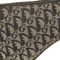 Pre Owned Dior Black/Beige Oblique Jacquard Saddle Pouch