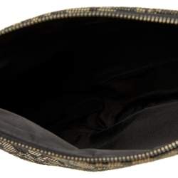 Pre Owned Dior Black/Beige Oblique Jacquard Saddle Pouch