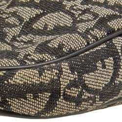 Pre Owned Dior Black/Beige Oblique Jacquard Saddle Pouch