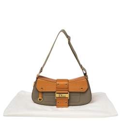 Dior Tan/Khaki Green Canvas and Leather Street Chic Shoulder Bag