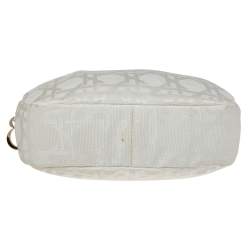 Pre Owned Dior White Cannage Canvas Medium Lady Dior Hobo