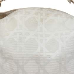 Pre Owned Dior White Cannage Canvas Medium Lady Dior Hobo