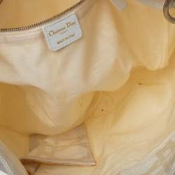 Pre Owned Dior White Cannage Canvas Medium Lady Dior Hobo