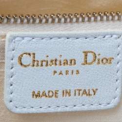 Pre Owned Dior White Cannage Canvas Medium Lady Dior Hobo