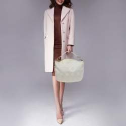 Pre Owned Dior White Cannage Canvas Medium Lady Dior Hobo