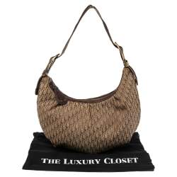 Pre Owned Dior Brown/Beige Oblique Canvas and Leather Ethnic Hobo