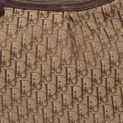 Pre Owned Dior Brown/Beige Oblique Canvas and Leather Ethnic Hobo