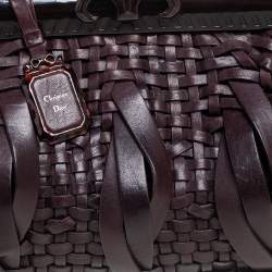 Pre Owned Dior Dark Brown Woven Leather Limited Edition Samourai Armour Frame Bag