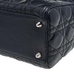 Pre Owned حقيبة يد ديور ليدي ديور كبيرة جلد كاناج أسود