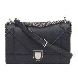 Dior Black Leather Medium Diorama Flap Shoulder Bag