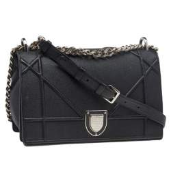 Dior Black Leather Medium Diorama Flap Shoulder Bag