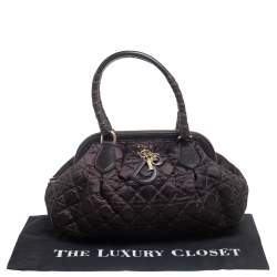 Pre Owned Dior Dark Brown Cannage Nylon and Leather Charming Doctor Bag