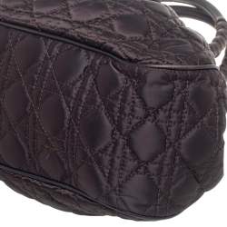 Pre Owned Dior Dark Brown Cannage Nylon and Leather Charming Doctor Bag