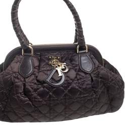 Pre Owned Dior Dark Brown Cannage Nylon and Leather Charming Doctor Bag