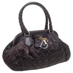 Pre Owned Dior Dark Brown Cannage Nylon and Leather Charming Doctor Bag
