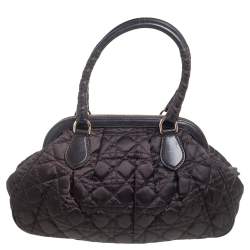 Pre Owned Dior Dark Brown Cannage Nylon and Leather Charming Doctor Bag