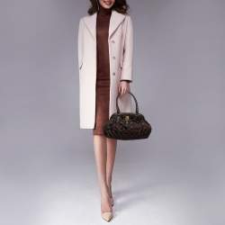 Pre Owned Dior Dark Brown Cannage Nylon and Leather Charming Doctor Bag