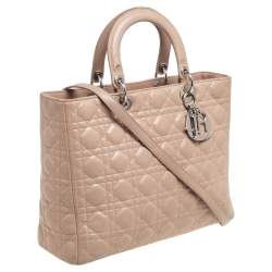 مملوكة مسبقًا Dior Beige Cannage Quilted Leather Large Lady Dior Tote