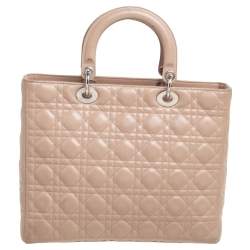 مملوكة مسبقًا Dior Beige Cannage Quilted Leather Large Lady Dior Tote