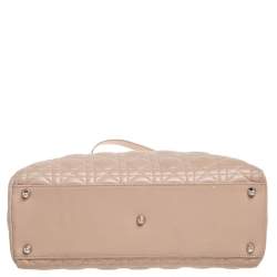 مملوكة مسبقًا Dior Beige Cannage Quilted Leather Large Lady Dior Tote
