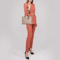 مملوكة مسبقًا Dior Beige Cannage Quilted Leather Large Lady Dior Tote