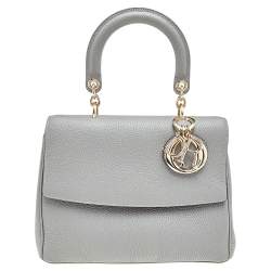 Pre Owned Dior Grey Leather Small Be Dior Top Handle Bag