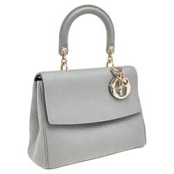 Pre Owned Dior Grey Leather Small Be Dior Top Handle Bag