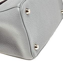 Pre Owned Dior Grey Leather Small Be Dior Top Handle Bag