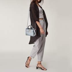 Pre Owned Dior Metallic Silver Python Mini Diorever Tote