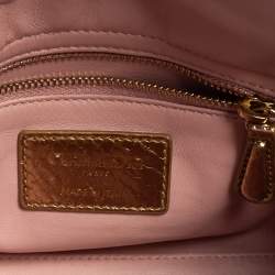 Pre Owned Dior Gold Snakeskin Mini Lady Dior Tote