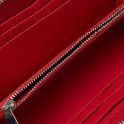 Pre Owned Dior Red Cannage Patent Leather Lady Dior Zip Around Wallet