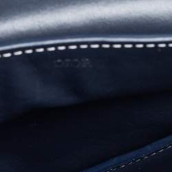Pre Owned Dior Navy Blue Leather Saddle Wristlet Clutch